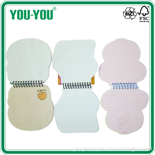 New Style Fashion Promotional Spiral Memo Pad /Memo Pad in Irregular Shape